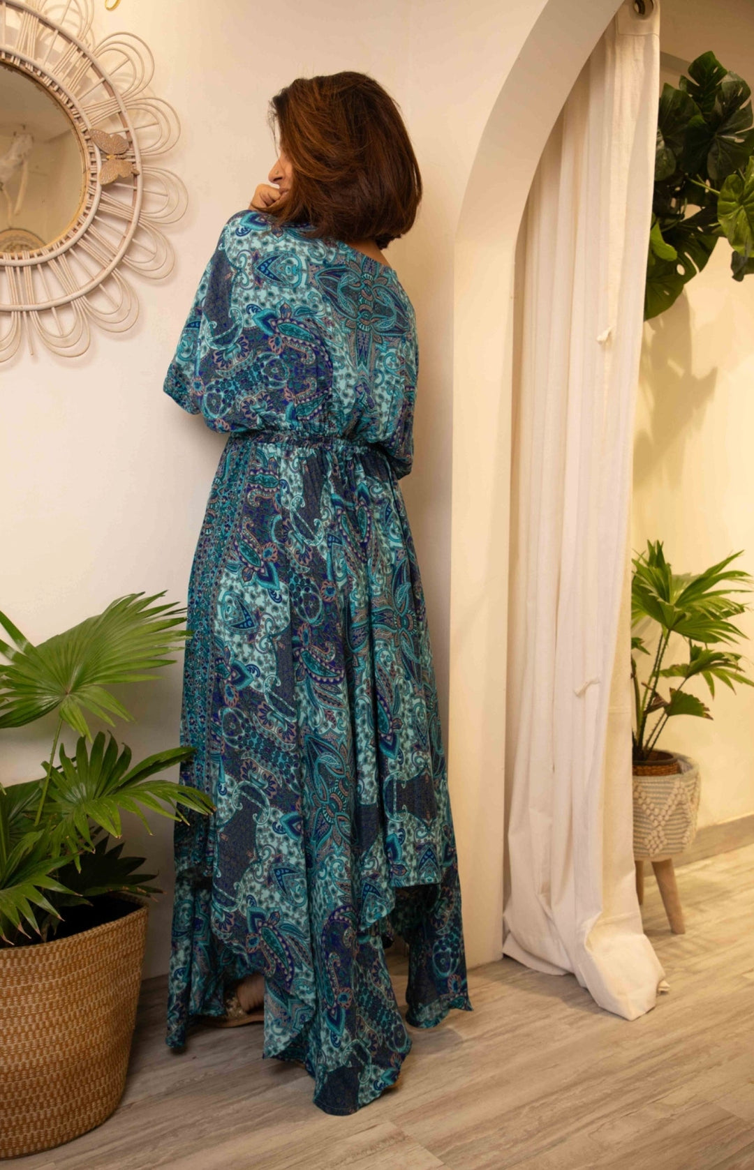 Mediterranean swirl- free size dress