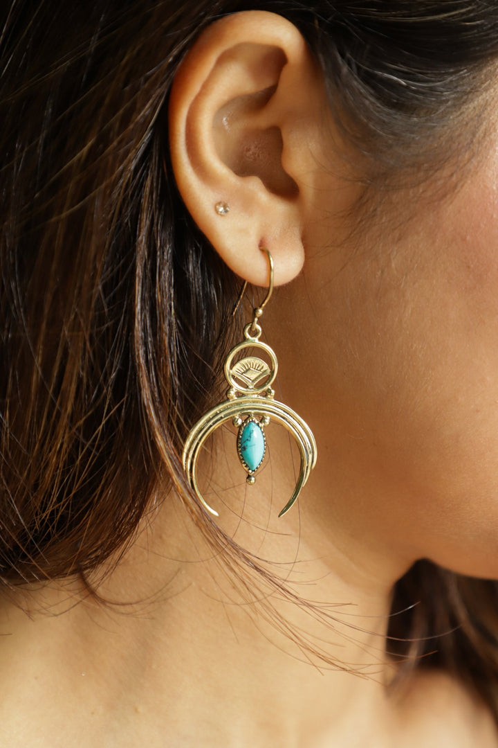 Turquoise moon danglers