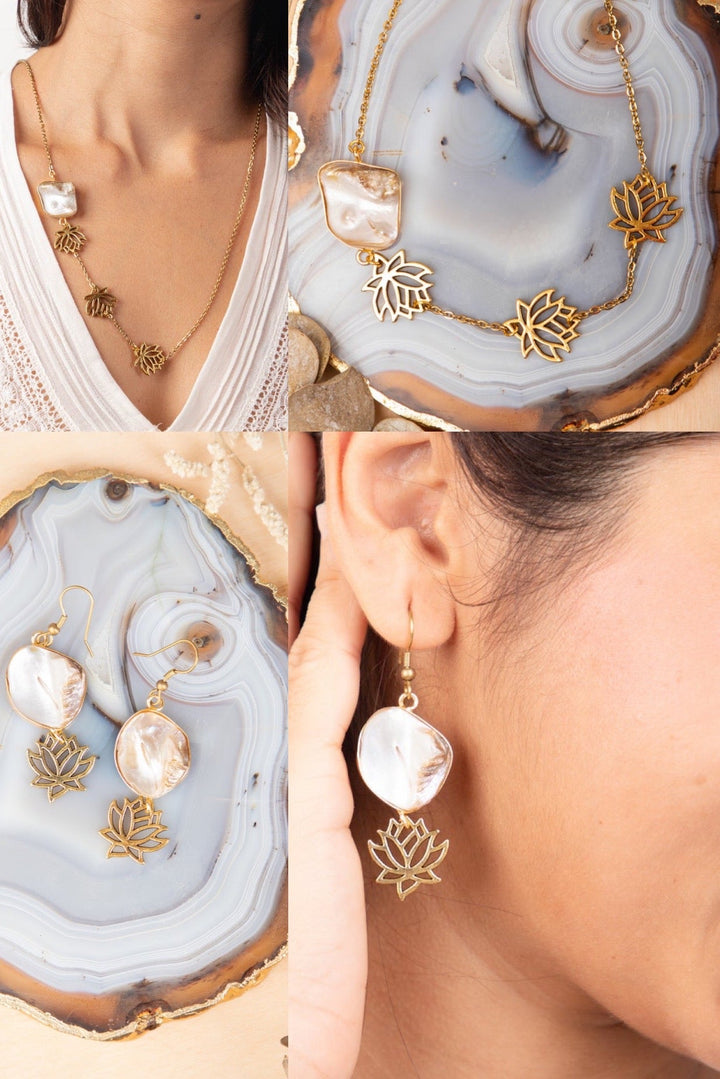 Aurora earrings + Aurora necklace combo of 2 items