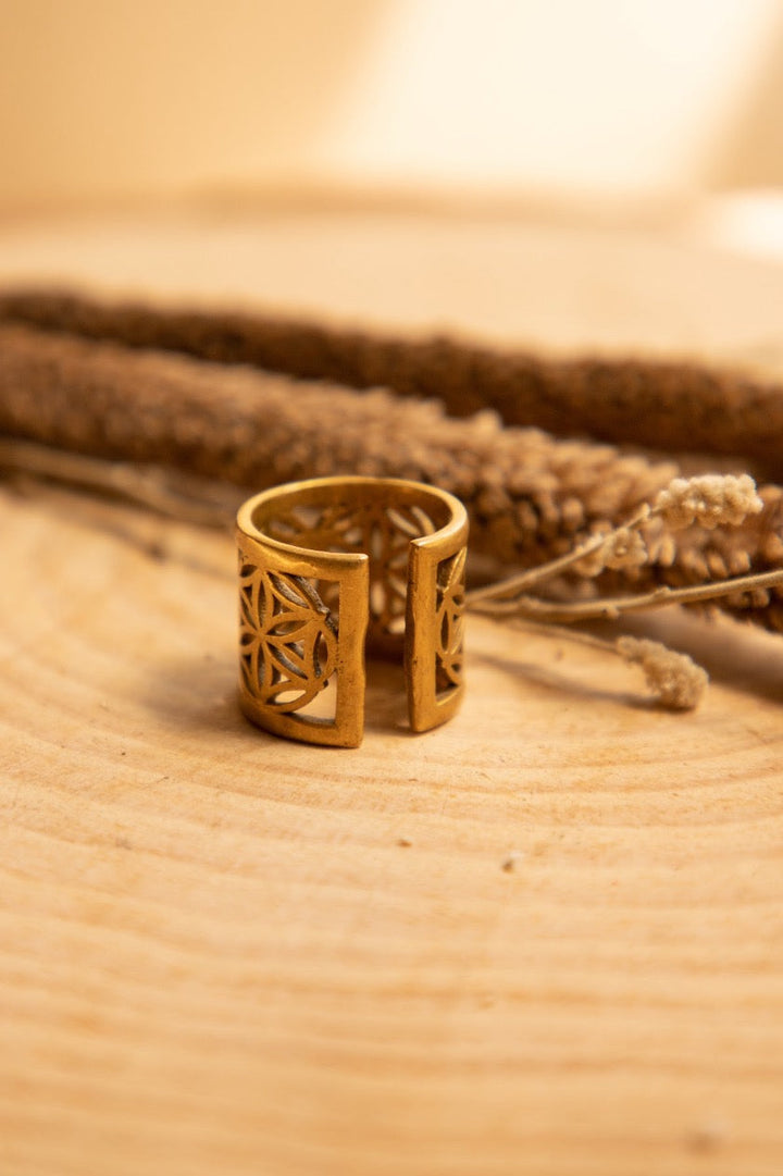 Flower of Life Adjustable ring + Seven Chakra Bracelet Combo of 2 items