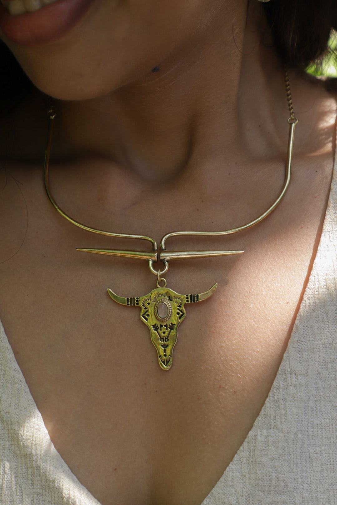 Bull beaten neckalce