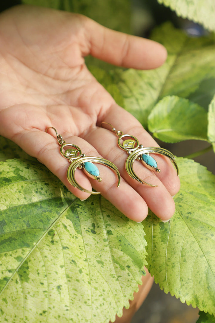 Turquoise moon danglers