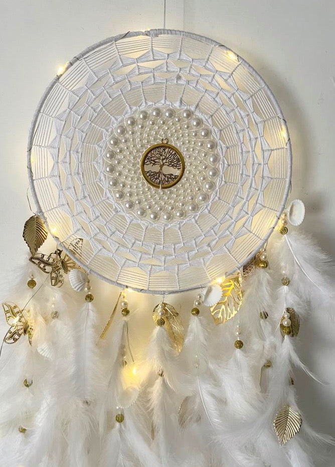 Pearl Bliss Dream Catcher + Hamsa tassel hanging - Combo of 2 items