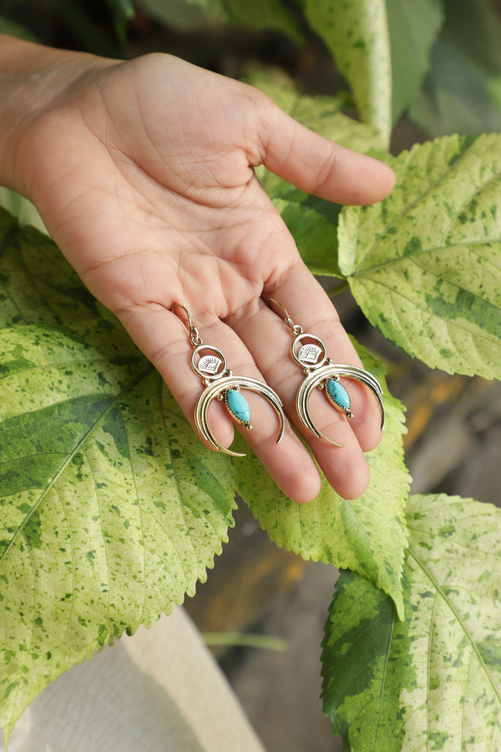 Turquoise moon danglers