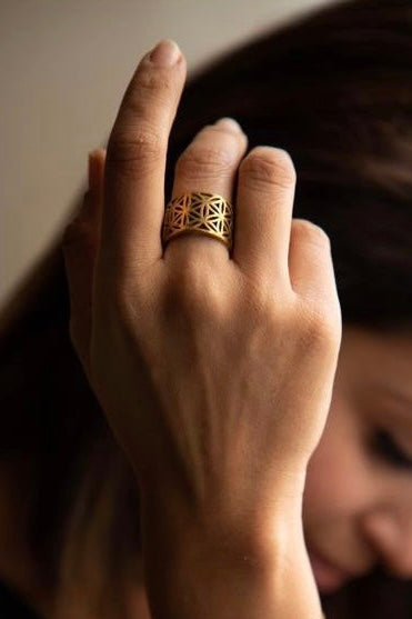 Tree of life ring + flower of life ring + flower of life kada combo