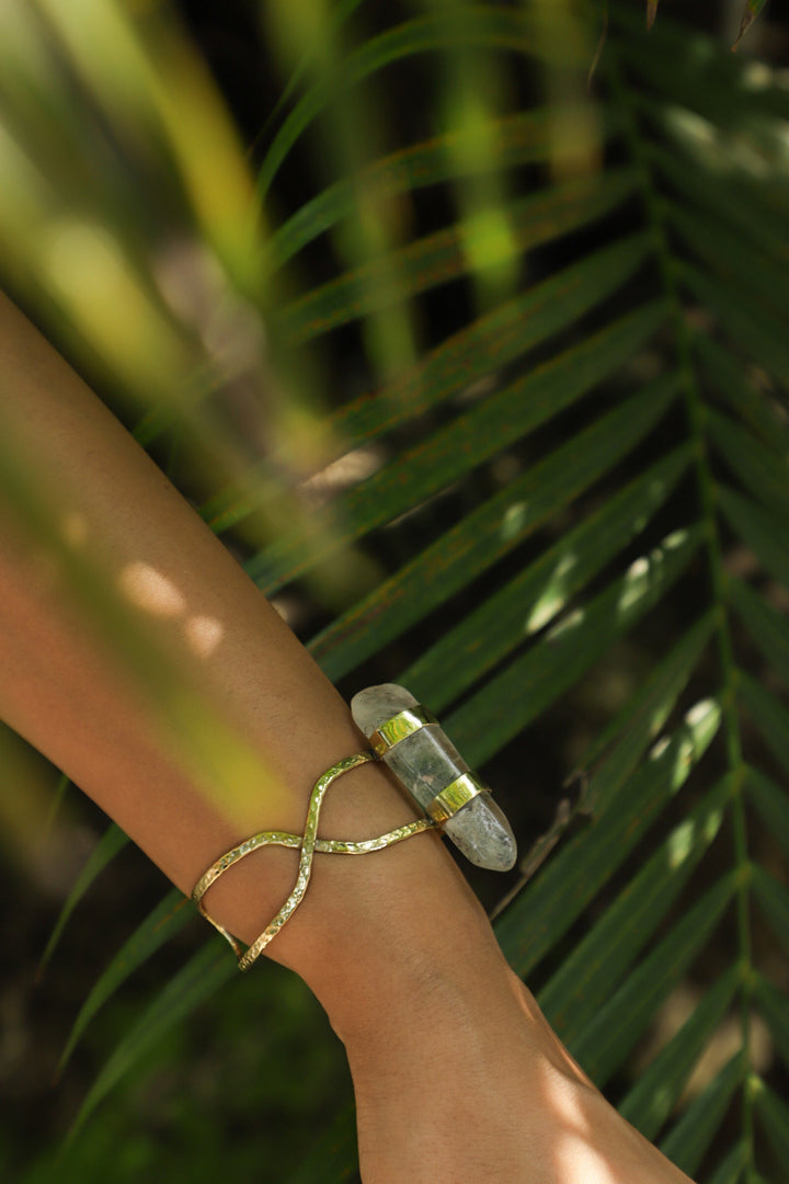 Clear quartz Crystal hand cuff