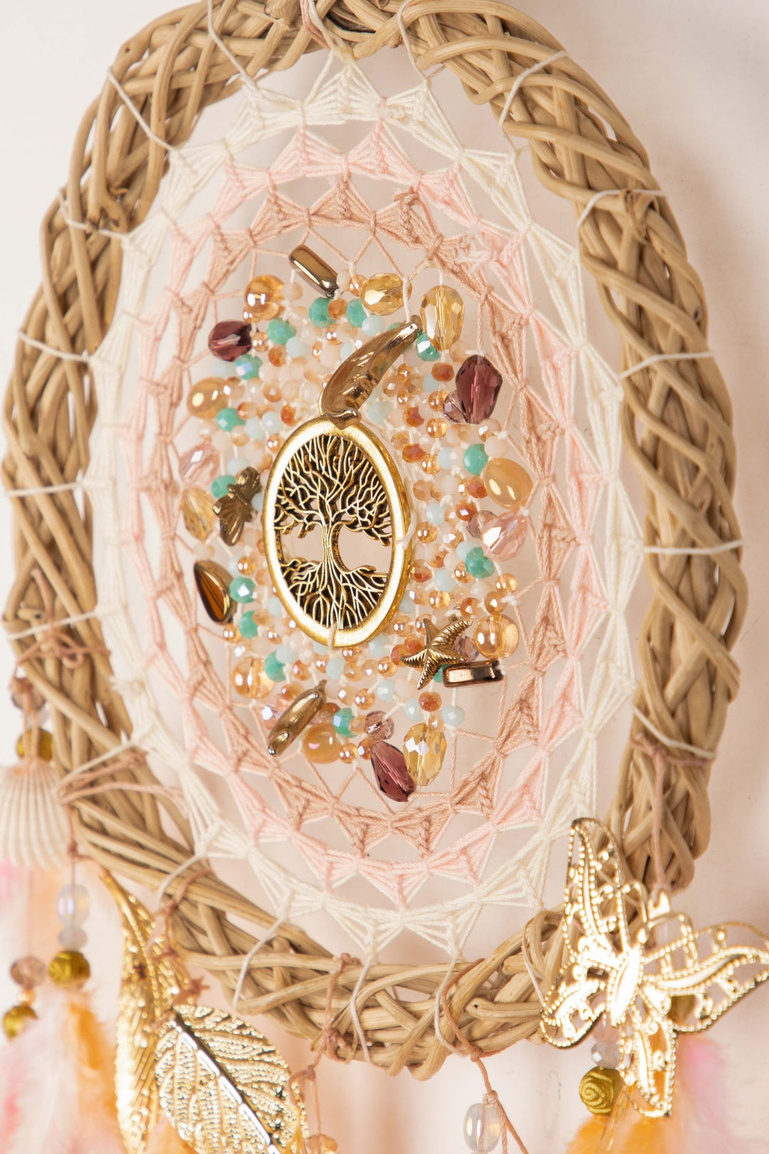 Gentle Peaches willow dreamcatcher