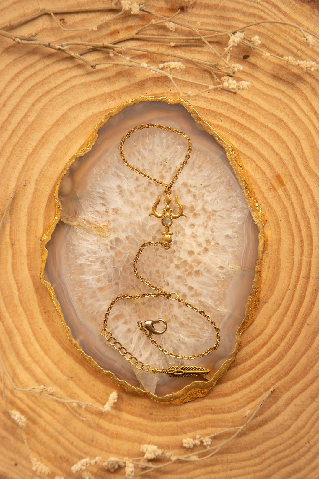 Kundalini twister necklace + Shivohum hoops + trishul connector bracket combo of 3 items