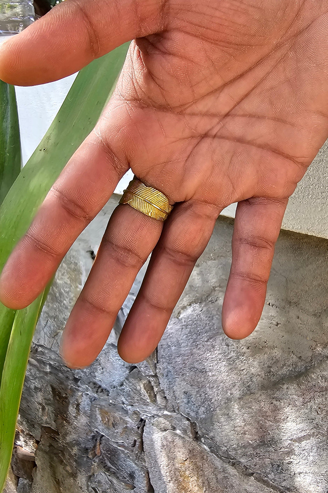 Labradorite feather adjustable ring men’s collection