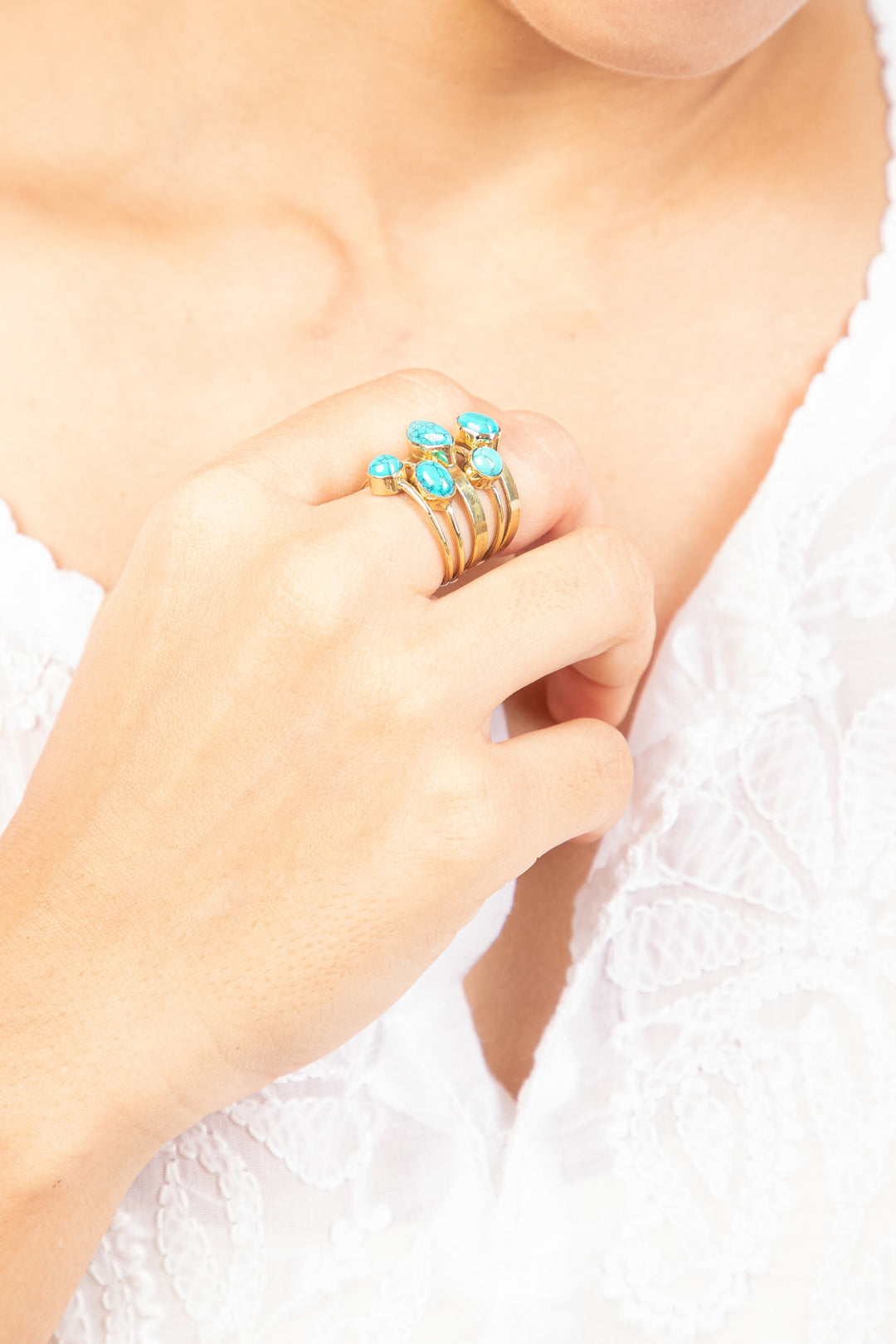 Stackable turquoise rings