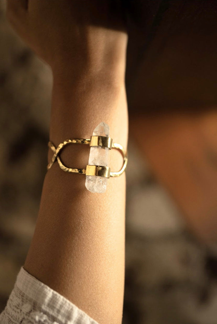 Clear quartz Crystal hand cuff