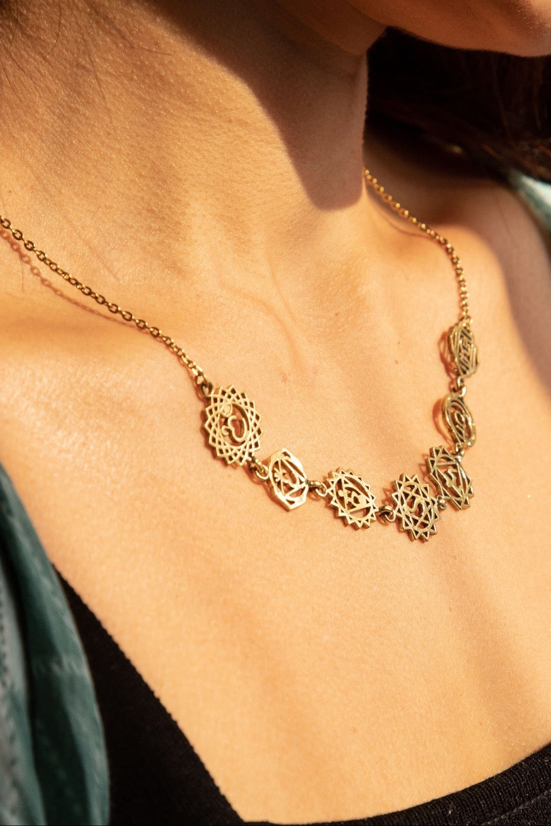 Seven chakra necklace + flower of life ring + flower of life kadha combo of 2 items