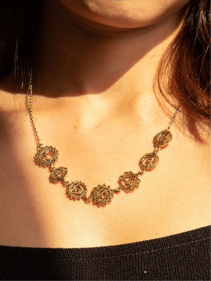 Seven chakra necklace + flower of life ring + flower of life kadha combo of 2 items