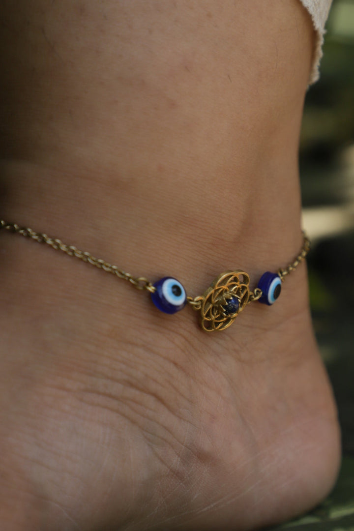 Seed of life anklet with lapis~ blue