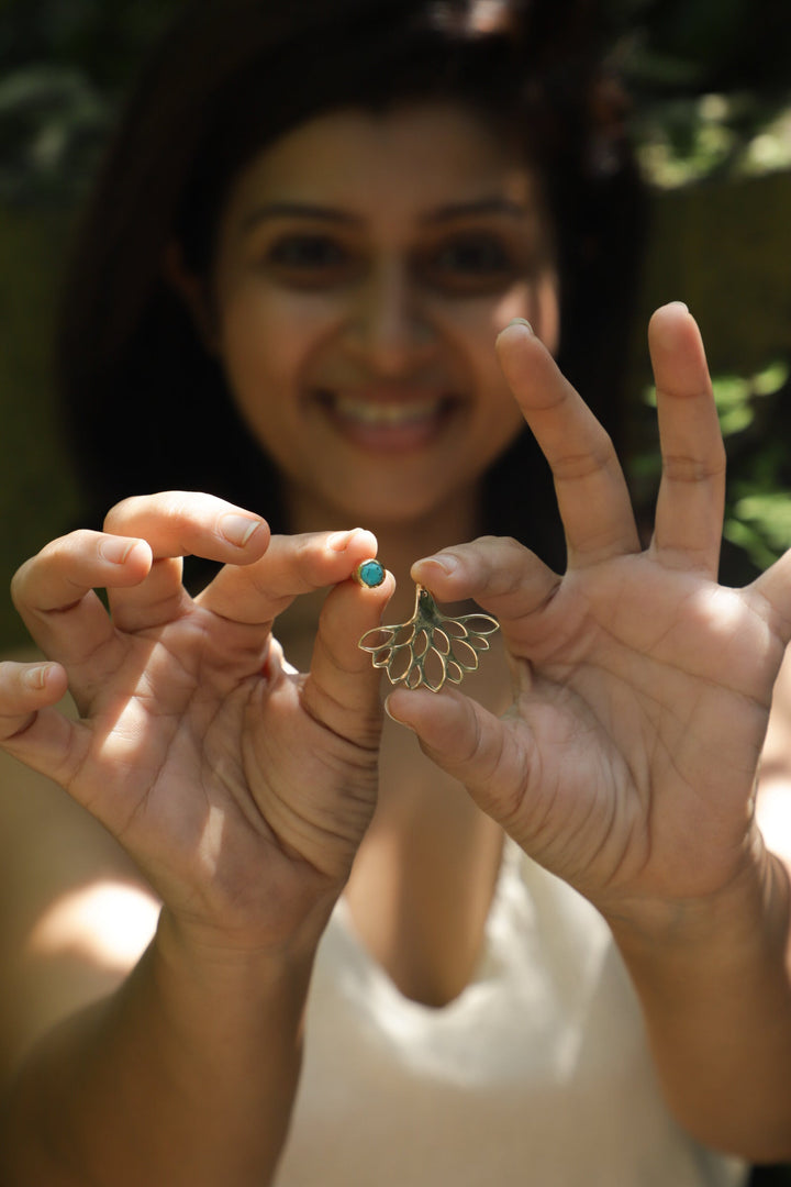 Lotus turquoise earrings