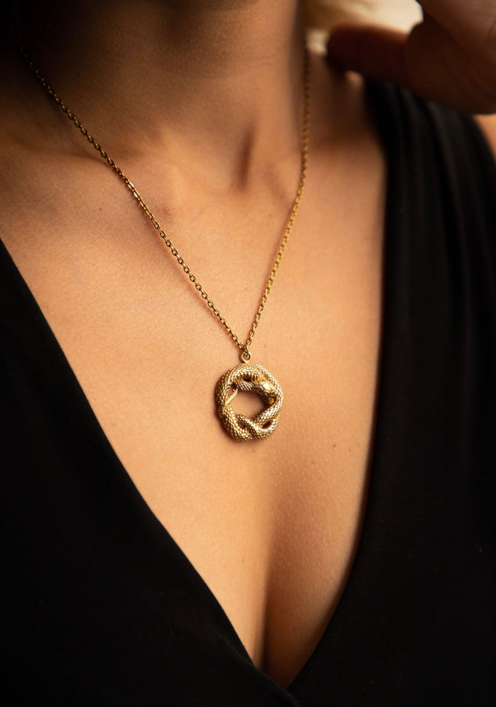 Snake coil necklace + earrings combo of 2 items