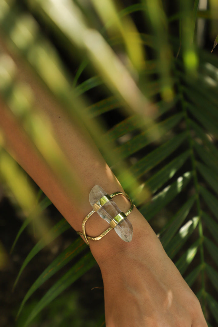Clear quartz Crystal hand cuff