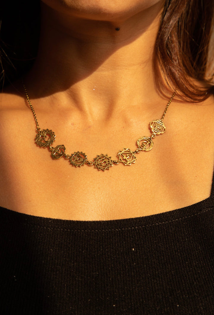Seven chakra necklace + flower of life ring + flower of life kadha combo of 2 items