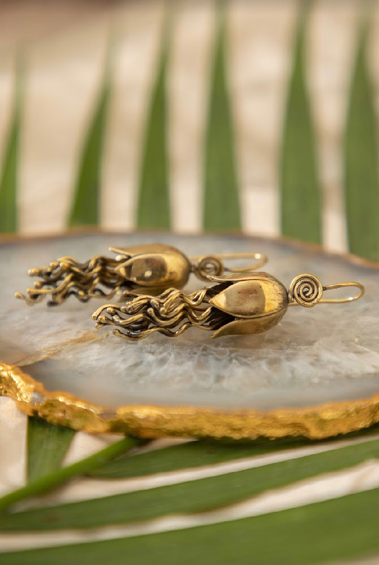 Tulip drop earrings.