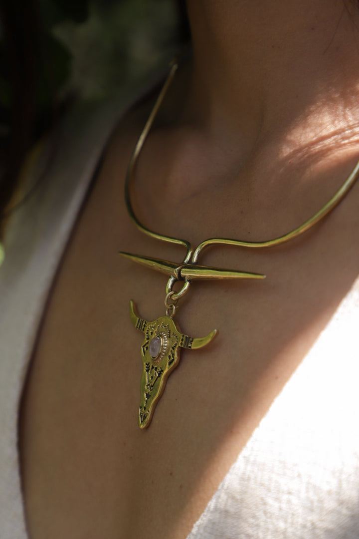 Bull beaten neckalce