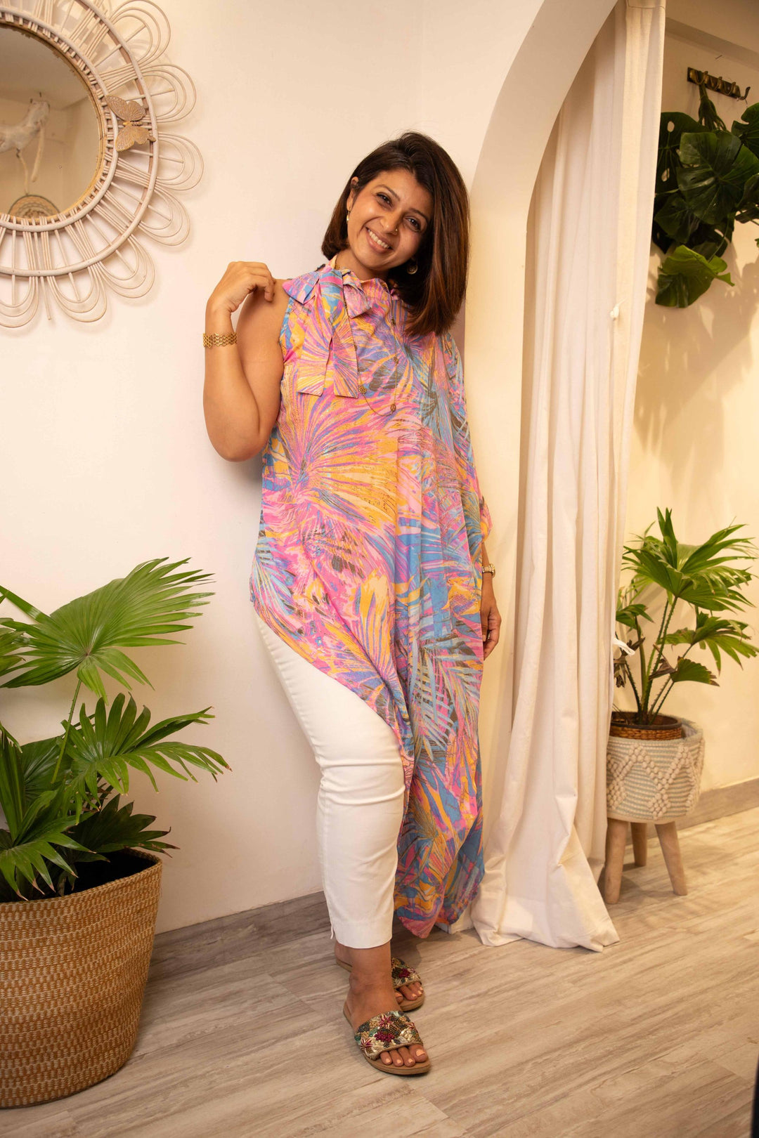 Trish one sided shoulder boho top